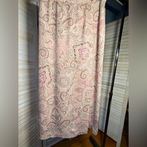 EUC Talbots Petite 100% Silk Paisley Midi Wrap Skirt Pink Beige Size 8P